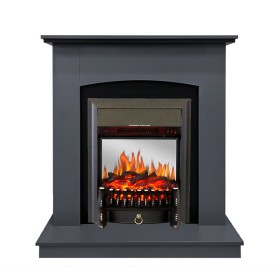 Каминокомплект Barcelona (разборный) Серый графит с очагом Royal Flame Fobos FX M Brass/Black
