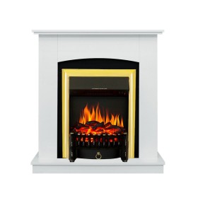 Каминокомплект Barcelona (разборный) Белый с очагом Royal Flame Fobos FX Brass