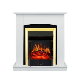 Каминокомплект Barcelona (разборный) Белый с очагом Royal Flame Majestic FX Brass
