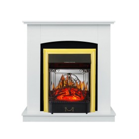 Каминокомплект Barcelona (разборный) Белый с очагом Royal Flame Majestic FX M Brass/Black