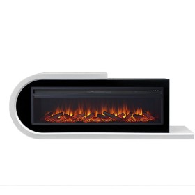 Каминокомплект Basel 60 L Белый с черным с очагом Royal Flame Vision 60 LOG LED