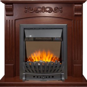 Каминокомплект Sorrento угловой Орех с очагом Royal Flame Aspen Black