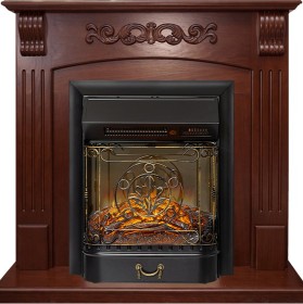 Каминокомплект Sorrento угловой Орех с очагом Royal Flame Majestic FX Black RC