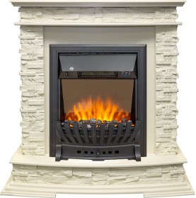 Каминокомплект Luzern Слоновая кость с очагом Royal Flame Aspen Black