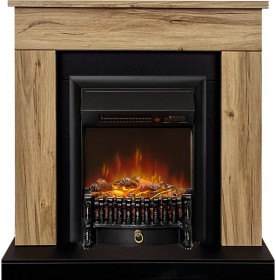 Каминокомплект Bergen (Разборный) Дуб галифакс (Ширина 860 мм) с очагом Royal Flame Fobos FXM Black RC