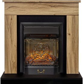 Каминокомплект Bergen (Разборный) Дуб галифакс (Ширина 860 мм) с очагом Royal Flame Majestic FX Black RC