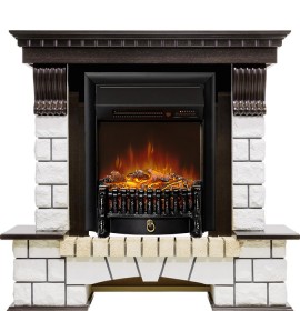 Каминокомплект Pierre Luxe Венге / Белый с очагом Royal Flame Fobos FXM Black RC
