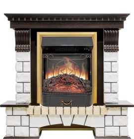 Каминокомплект Pierre Luxe Венге / Белый с очагом Royal Flame Majestic FX Brass