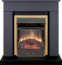 Каминокомплект Bergen (Разборный) Серый графит (Ширина 860 мм) с очагом Royal Flame Majestic FX Brass