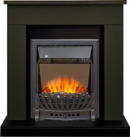 Каминокомплект Bergen (Разборный) Темная олива (Ширина 860 мм) с очагом Royal Flame Aspen Black