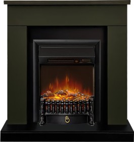 Каминокомплект Bergen (Разборный) Темная олива (Ширина 860 мм) с очагом Royal Flame Fobos FXM Black RC