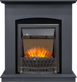 Каминокомплект Barcelona STD SFT (разборный) Серый графит с очагом Royal Flame Aspen Black