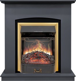 Каминокомплект Barcelona STD SFT (разборный) Серый графит с очагом Royal Flame Majestic FX Brass