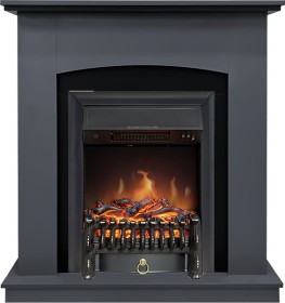 Каминокомплект Barcelona (Разборный) Серый графит с черным с очагом Royal Flame Fobos FXM Black RC
