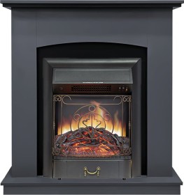 Каминокомплект Barcelona (Разборный) Серый графит с черным с очагом Royal Flame Majestic FX Black RC