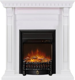 Каминокомплект Orlean Белый с очагом Royal Flame Fobos FXM Black RC