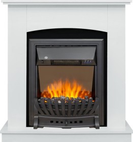 Каминокомплект Barcelona STD SFT (разборный) Белый с очагом Royal Flame Aspen Black