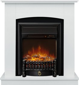 Каминокомплект Barcelona STD SFT (разборный) Белый с очагом Royal Flame Fobos FXM Black RC