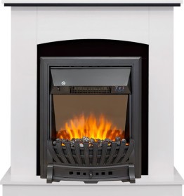 Каминокомплект Barcelona (Разборный) Белый с черным с очагом Royal Flame Aspen Black