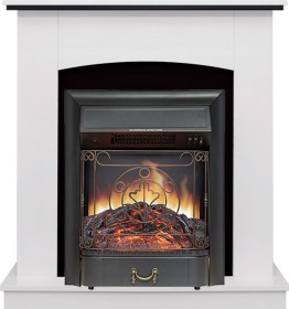 Каминокомплект Barcelona (Разборный) Белый с черным с очагом Royal Flame Majestic FX Black RC