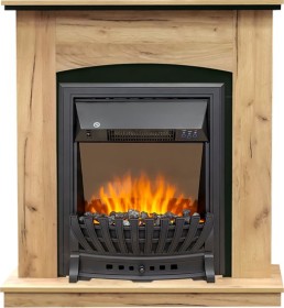 Каминокомплект Barcelona (разборный) Дуб золотой с очагом Royal Flame Aspen Black