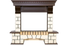 Портал Pierre Luxe угловой - Белый / Темный дуб - под очаги Royal Flame