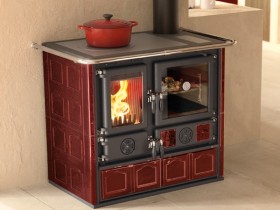 Отопительно варочная печь La Nordica Rosa 5.0 Maiolica Bordeaux (бордовый)