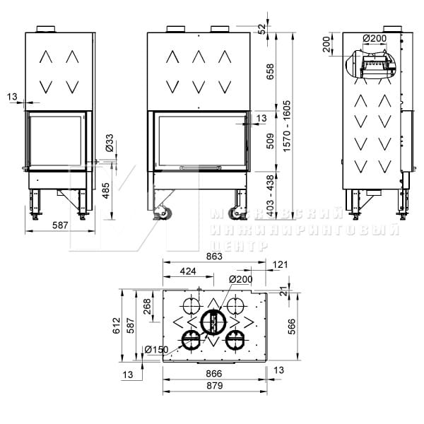 Каминная топка La Nordica 800 Angolo